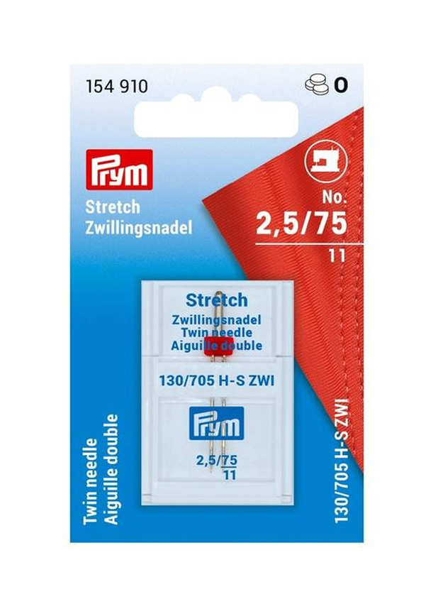 Prym Sewing Machine Needles Twin Stretch 2.5mm 75/11 1 Pc