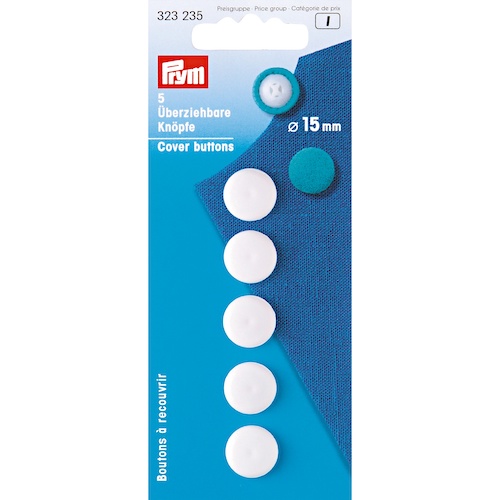 Prym Cover Buttons 15mm White Plastic - 5 Pieces