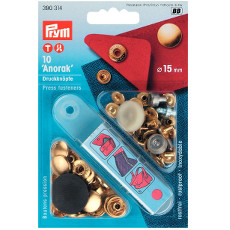 Prym Non-sew Fasteners 15mm Brass Gold Coloured - 10 Pieces