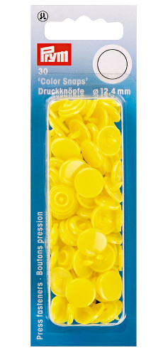 Prym Light Yellow Non-sew Colour Snaps - 12.4mm 30 Pieces