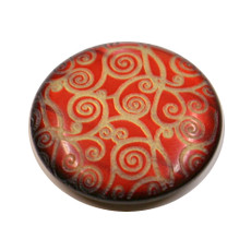 Acrylic Shank Button Gold Embossed 18mm Red