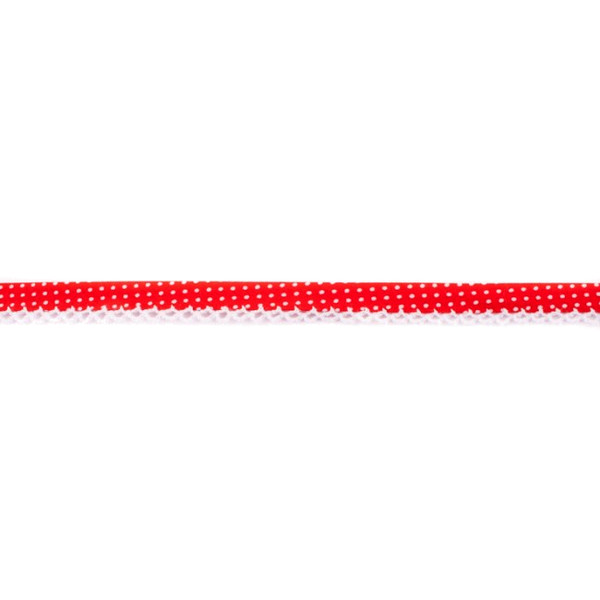 Red Spotted Crochet-edged Poplin Bias Binding Double Fold - 15mm X 25m &#8987;