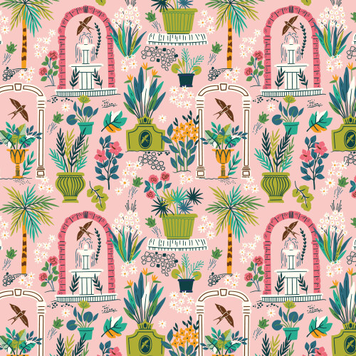 Garden from Bohemian Paradise in Pink by Maria Galybina for Cloud9 Fabrics