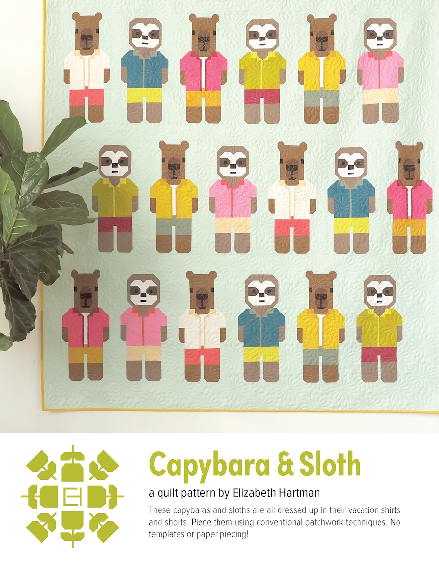 Capybara & Sloth Quilt Pattern Book By Elizabeth Hartman (Avail Mar)