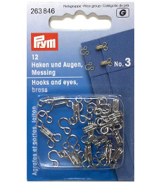 Prym Hooks And Eyes Brass Size 3 Silver Colour