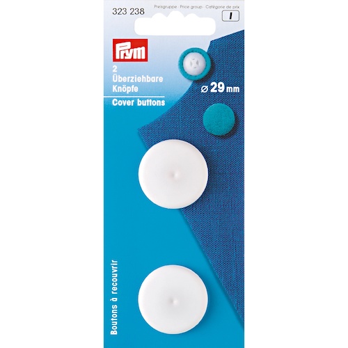 Prym Cover Buttons 29mm White Plastic - 2 Pieces