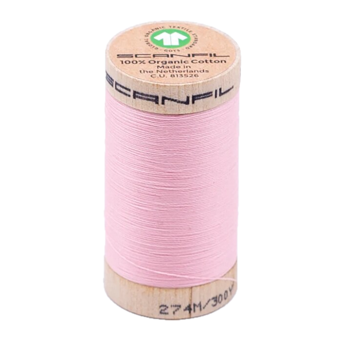 Cristal Rose 30/2 Weight Scanfil Organic Thread 274 Metres (300 Yards)