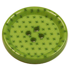 Acrylic Button 4 Hole Ridge Edge Cross Engraved 18mm Forest Green