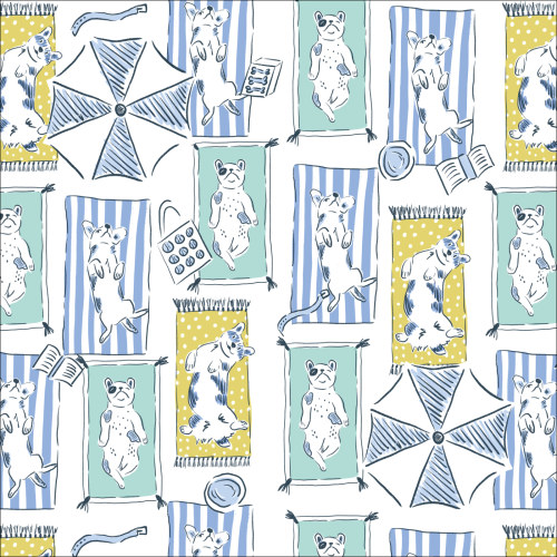Sun Bathing Pups from Dog Days of Summer by Krissy Mast For Cloud9 Fabrics