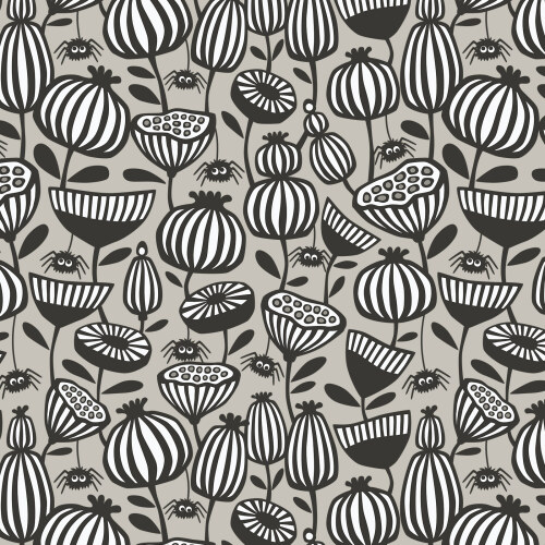 Spiders Garden from Gothic Whimsy in Gray by Anequ Studio for Cloud9 Fabrics