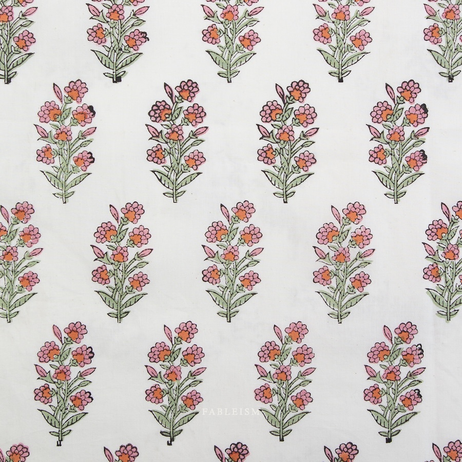 Wild Floral In Blushing From Indian Block Prints Cottage By Fableism (Avail Apr)