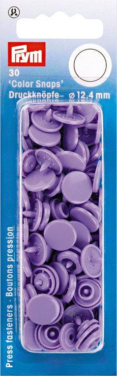 Prym Lavender Non-sew Colour Snaps - 12.4mm 30 Pieces