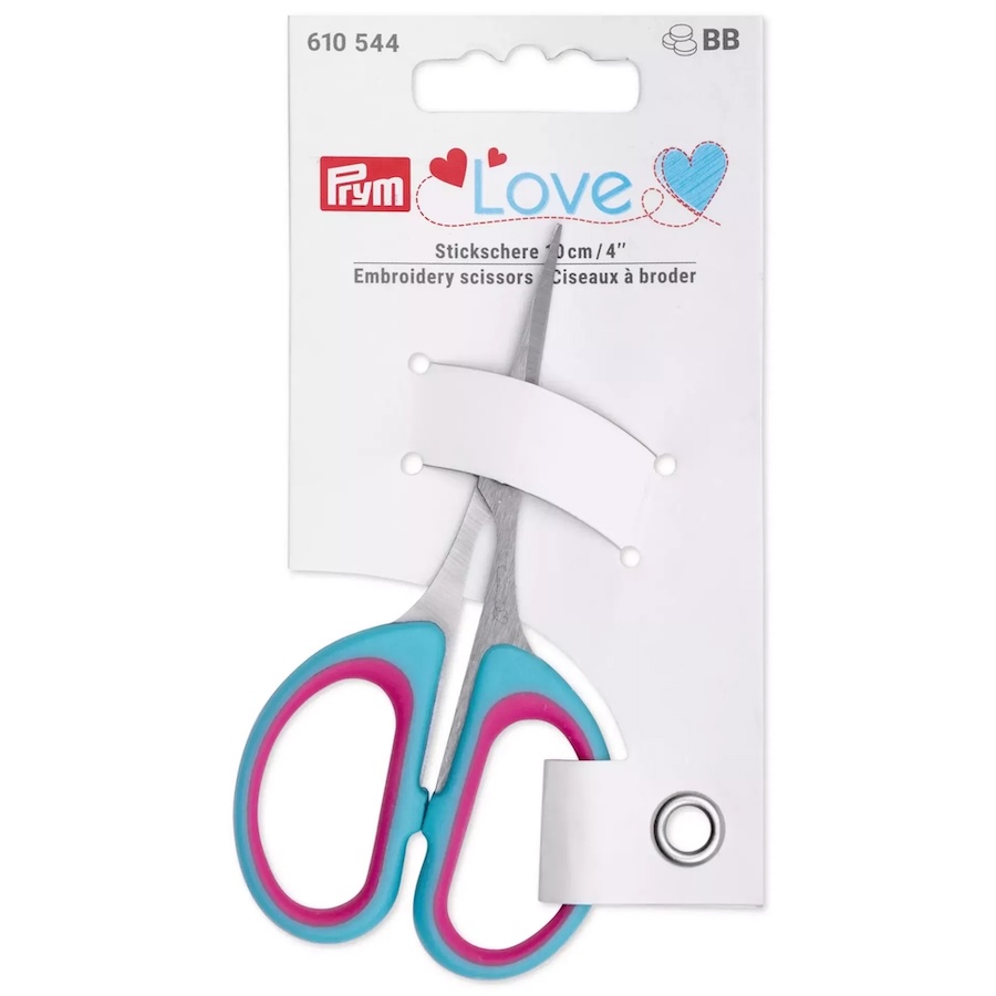 Prym Love Embroidery Scissors 4in (10cm) Mint / Pink