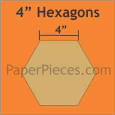 4 Inch Hexagons Small Pack 12 Pieces - Paper Piecing