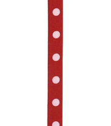 Spot Print Ribbon 3/8in 9mm Red/white 50yds / 46m