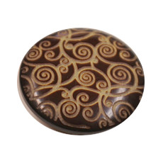 Acrylic Shank Button Gold Embossed 18mm Chocolate