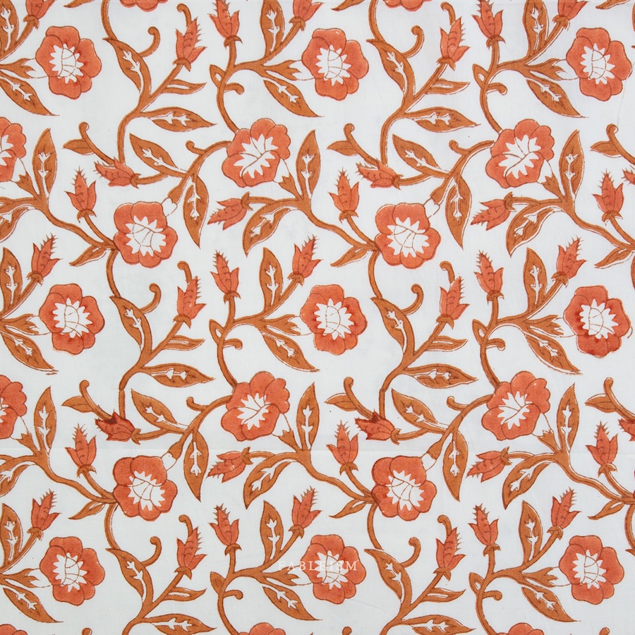 Trumpet Vines In Sienna From Indian Block Prints Cottage By Fableism (Avail Apr)