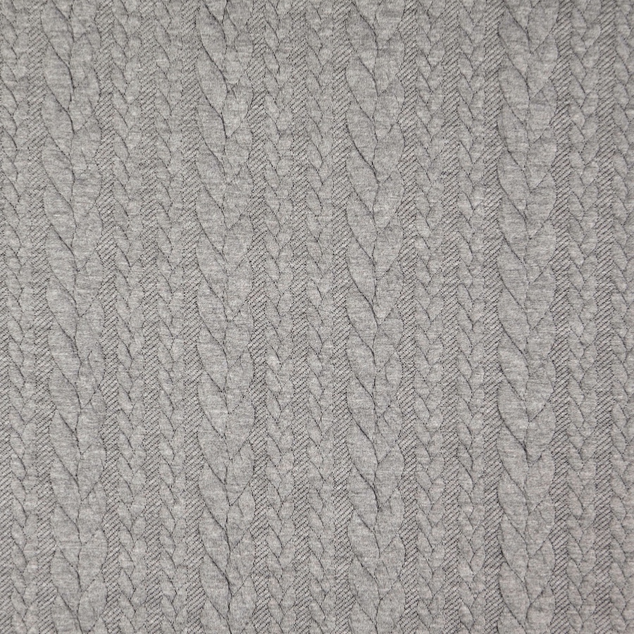Grey Heathered Cable Jacquard Knit from Barso by Modelo Fabrics