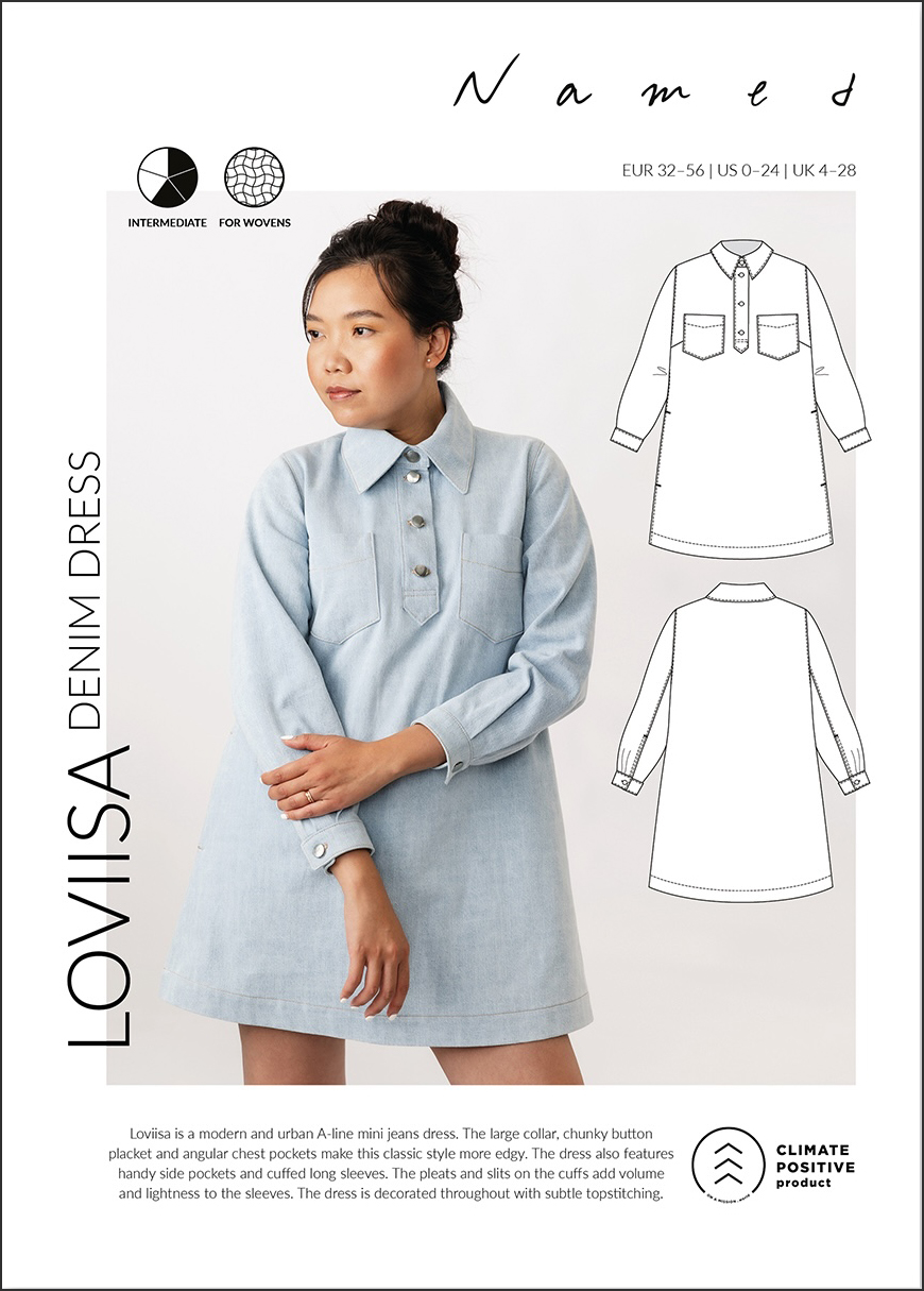 Loviisa Denim Dress Pattern By Named Clothing (Avail Jan)