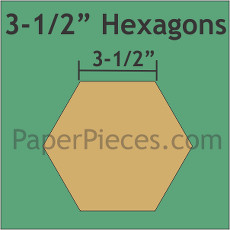 3.5 Inch Hexagons Small Pack 18 Pieces - Paper Piecing