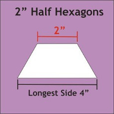 2 Inch Half Hexagons 50 Pieces - Paper Piecing