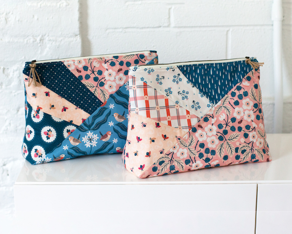 Zip Pouches made using various fabrics from the range 