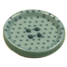 Acrylic Button 4 Hole Ridge Edge Cross Engraved 18mm Duck Egg