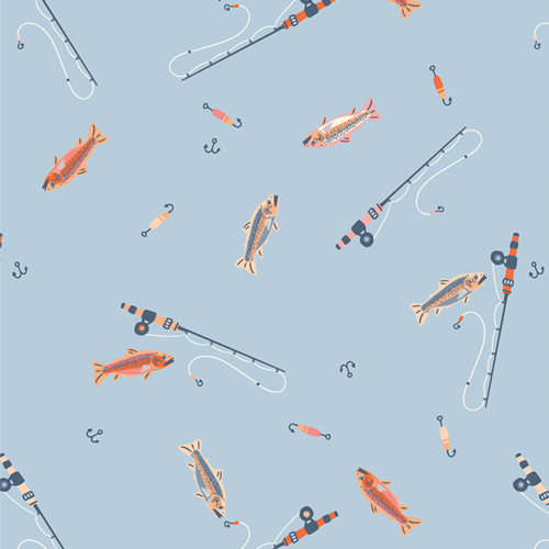 Perfect Catch Mist in Flannel from Happy Camper by Maureen Cracknell for AGF (Avail Jan)