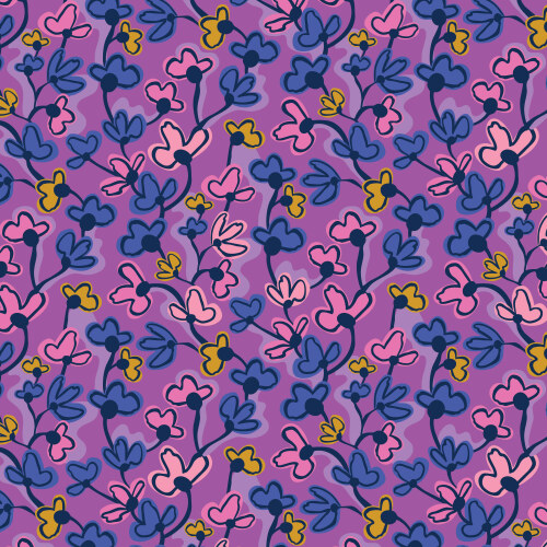 Alluring Vines from Wonder Jungle in Purple/Multi by Pip & Lo for Cloud9 Fabrics