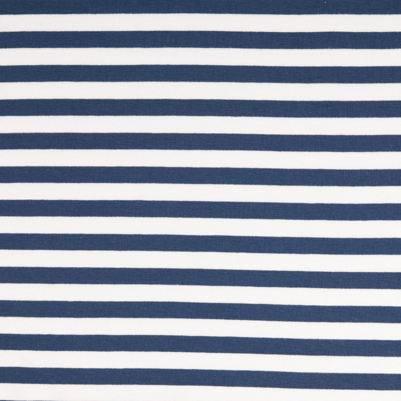 Malo Light Navy / White Yarn Dyed Striped French Terry Fabric