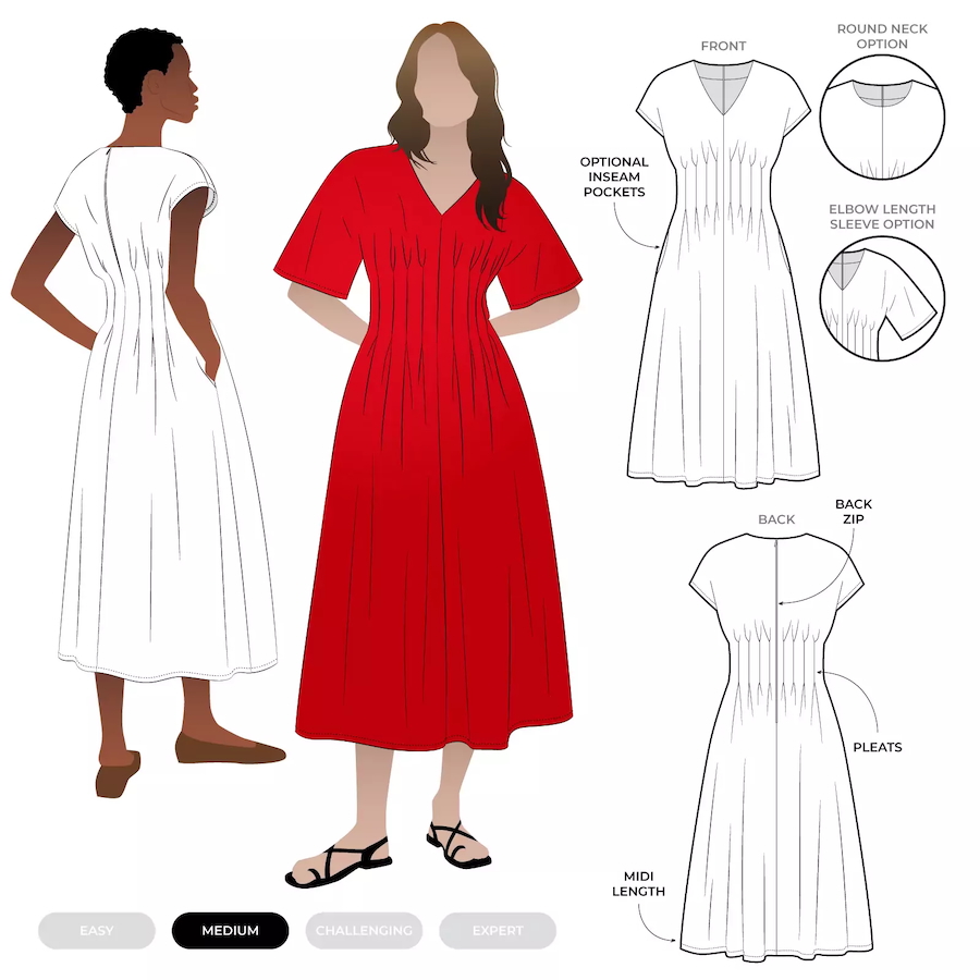Bronte Woven Dress Pattern Size 18-30 By Style Arc (Avail Dec)