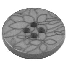 Acrylic Button 4 Hole Flower Engraved 18mm Warm Grey