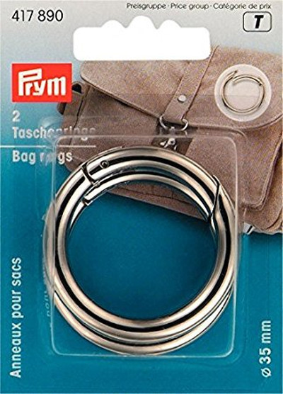 Prym Bag Ring 35mm Silver Coloured 2pcs