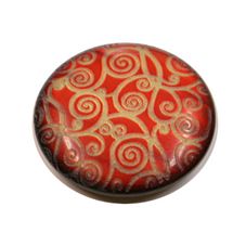 Acrylic Shank Button Gold Embossed 23mm Red