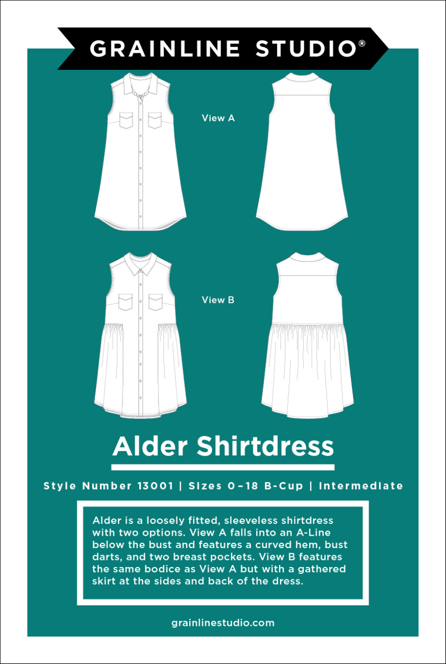 Alder Shirtdress Pattern Size 00-18 By Grainline Studio