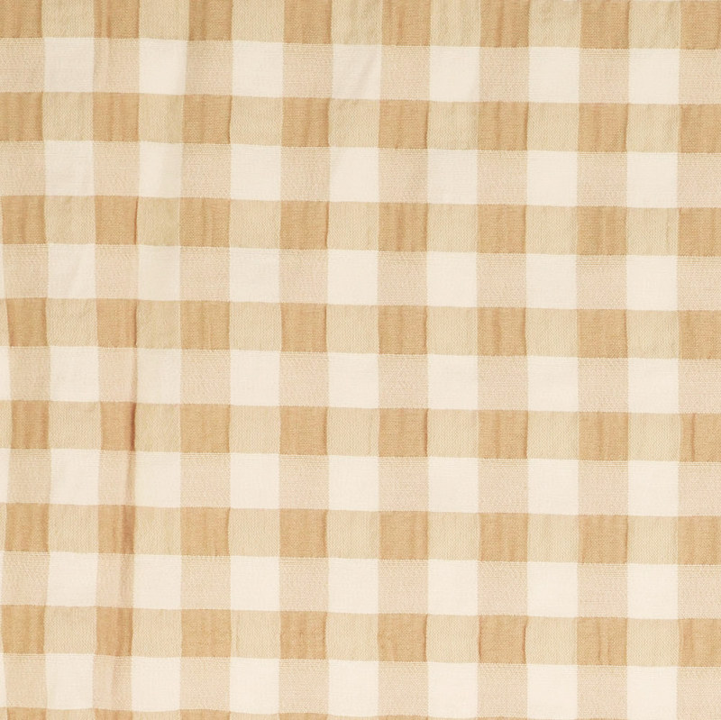 Tan / White Seersucker Gingham Check Viscose Blend from Tabor by Modelo Fabrics