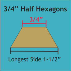 0.75 Inch Half Hexagons 96 Pieces - Paper Piecing