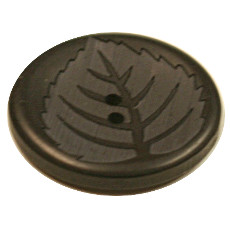 Acrylic Button 2 Hole Leaf Engraved 23mm Chocolate