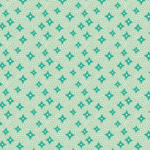 Tiles and Stars from Bohemian Paradise in Green by Maria Galybina for Cloud9 Fabrics