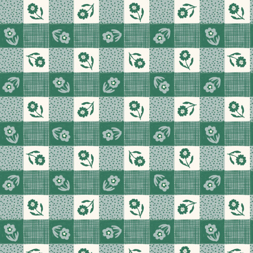 Gingham from Happy Homestead in Blue/Green by Samantha Johnson for Cloud9 Fabrics