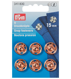 Prym Sew-On Snap Fasteners 15mm Rose Gold on Brass 6 Pieces