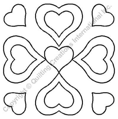 Heart Block Quilting Stencil Size: 9.5in or 24cm