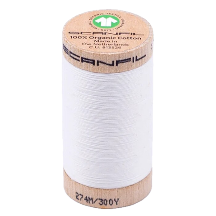 Bright White 30/2 Weight Scanfil Organic Thread 274 Metres (300 Yards)
