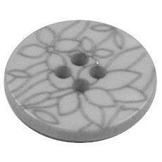 Acrylic Button 4 Hole Flower Engraved 18mm Cool Grey