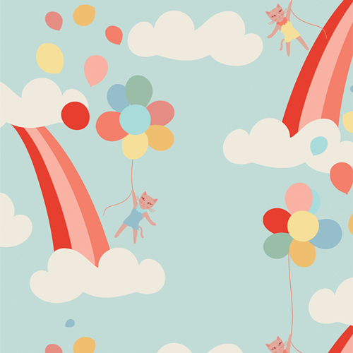 Meow in the Clouds in Flannel from Purr Parade by AGF Studio for AGF (Avail Jan)