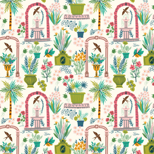 Garden from Bohemian Paradise in Ivory by Maria Galybina for Cloud9 Fabrics