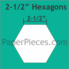 2.5in Hexagons Small Pack 24 Pieces - Paper Piecing