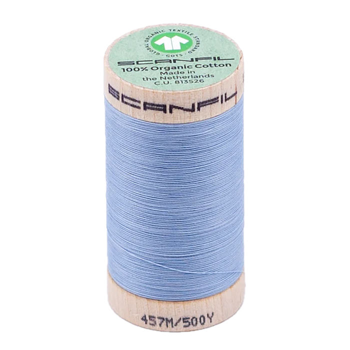 Baby Blue 50/2 Weight Scanfil Organic Thread 457 Metres (500 Yards)