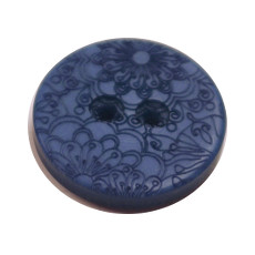 Acrylic Button 2 Hole Engraved 23mm Deep Blue