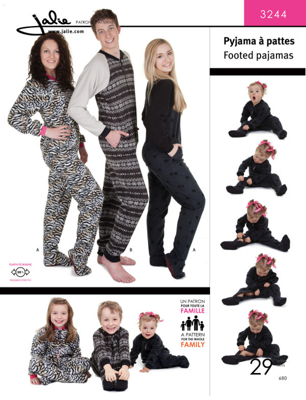 Footed Pajamas For Men Women And Children Pattern by Jalie